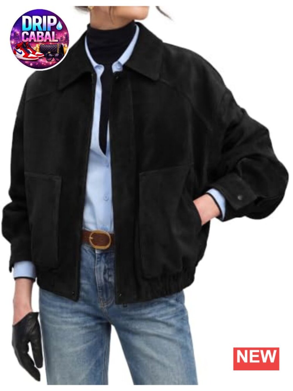 Faux Suede Jacket Long Sleeve Oversized Bomber Coat